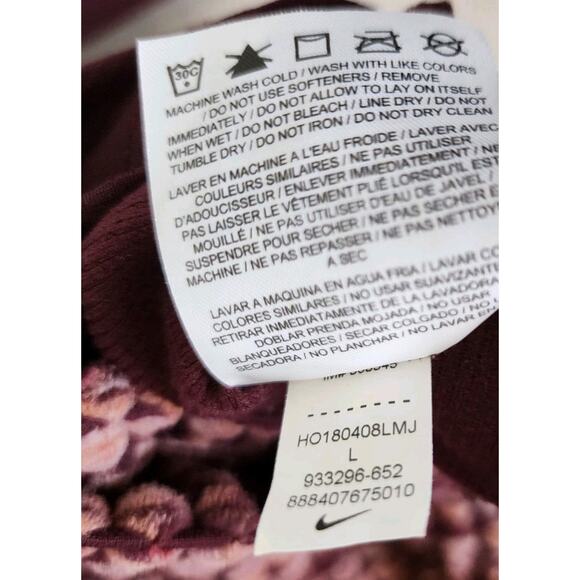 Nike Pro Top Women Large Maroon Hyperwarm Turtleneck Long Sleeve Shirt Workout - Picture 10 of 11